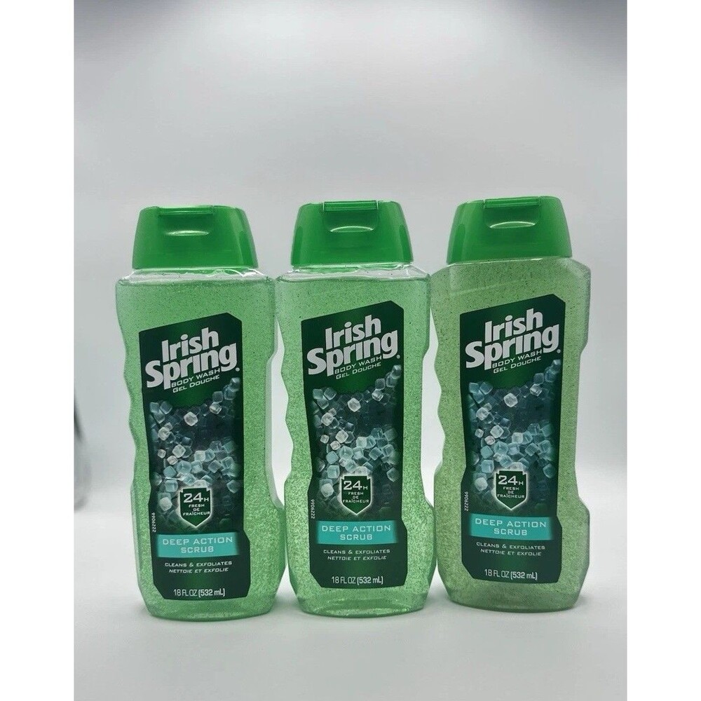 3x Irish Spring Deep Action Scrub Body Wash Paraben Free 18 fl oz